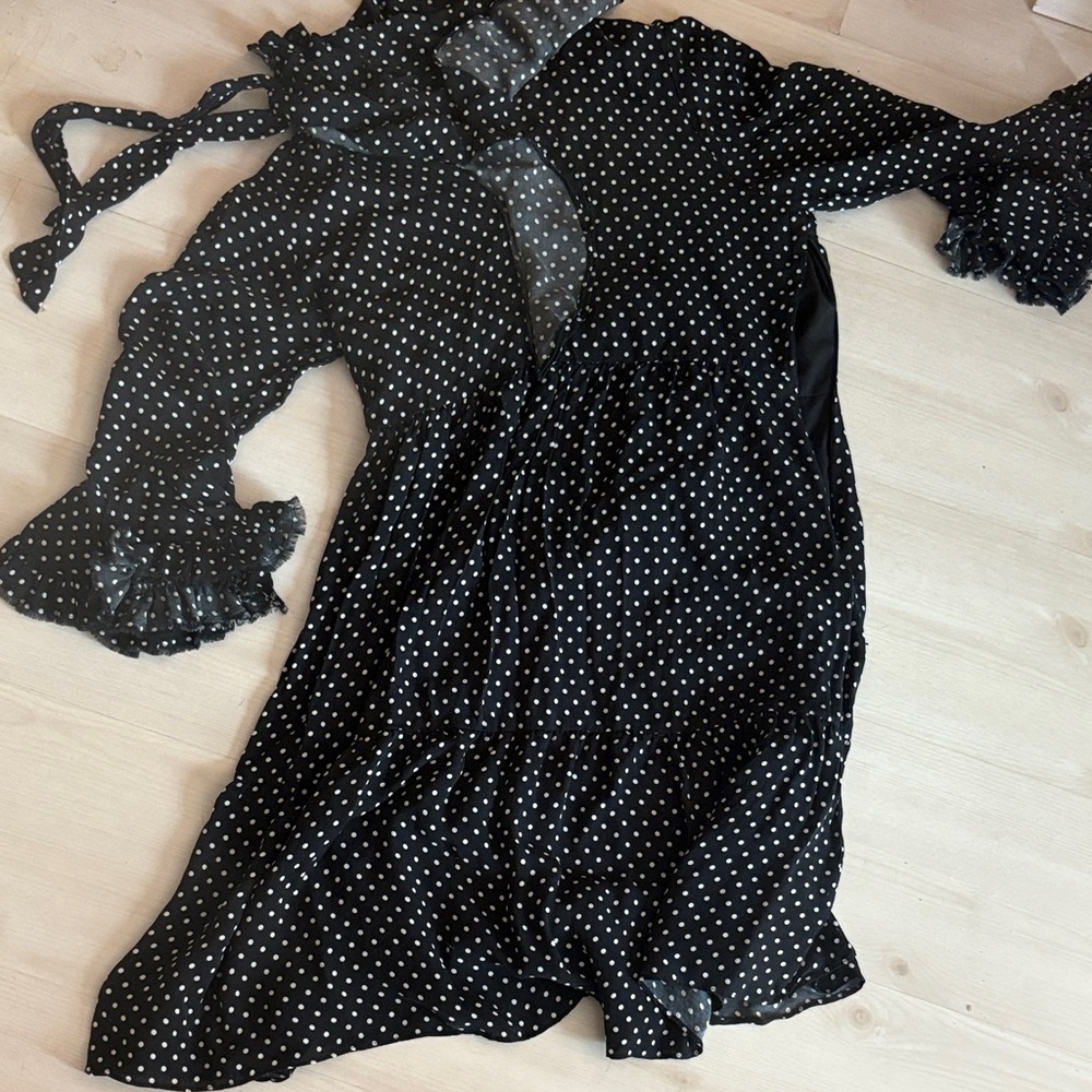 Kobi Halperin Black and White Polka Dot Midi Dress